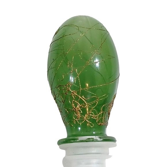 Antique French Glass Perfume Bottle Poss. Daum Nancy Jade Green 24k Gold Vintage - Picture 11 of 13